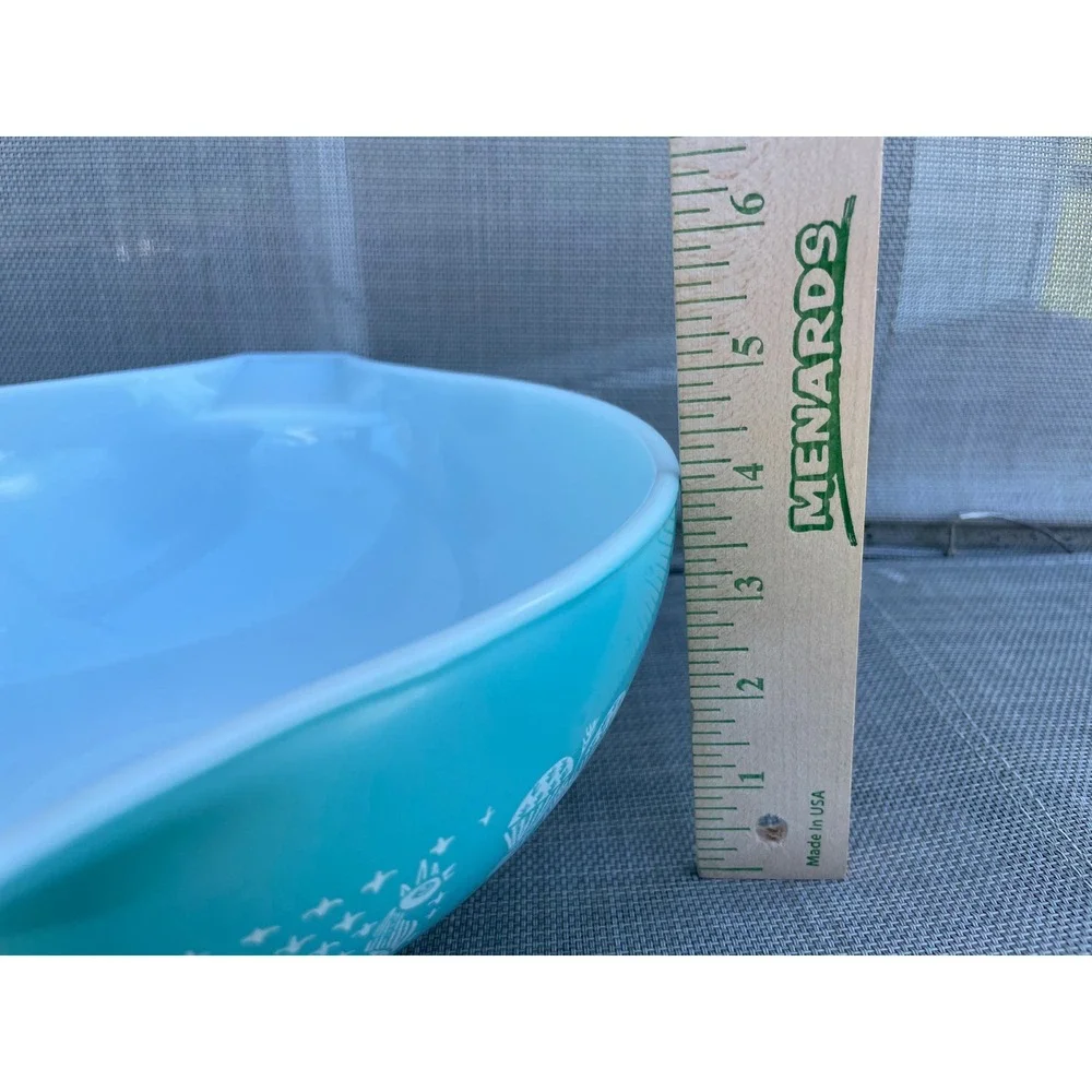Pyrex Mixing Bowl Butterprint Turquoise Blue White Excellent Cinderella 444 4qt